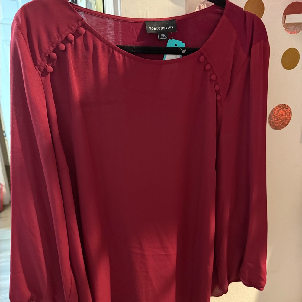 Fortune + Ivy Burgundy Blouse